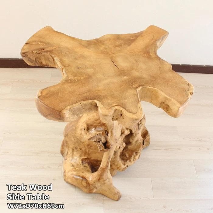 在庫処分 １点もの テーブル 木製 チーク材 天然木 切り株 カフェ 花台 E