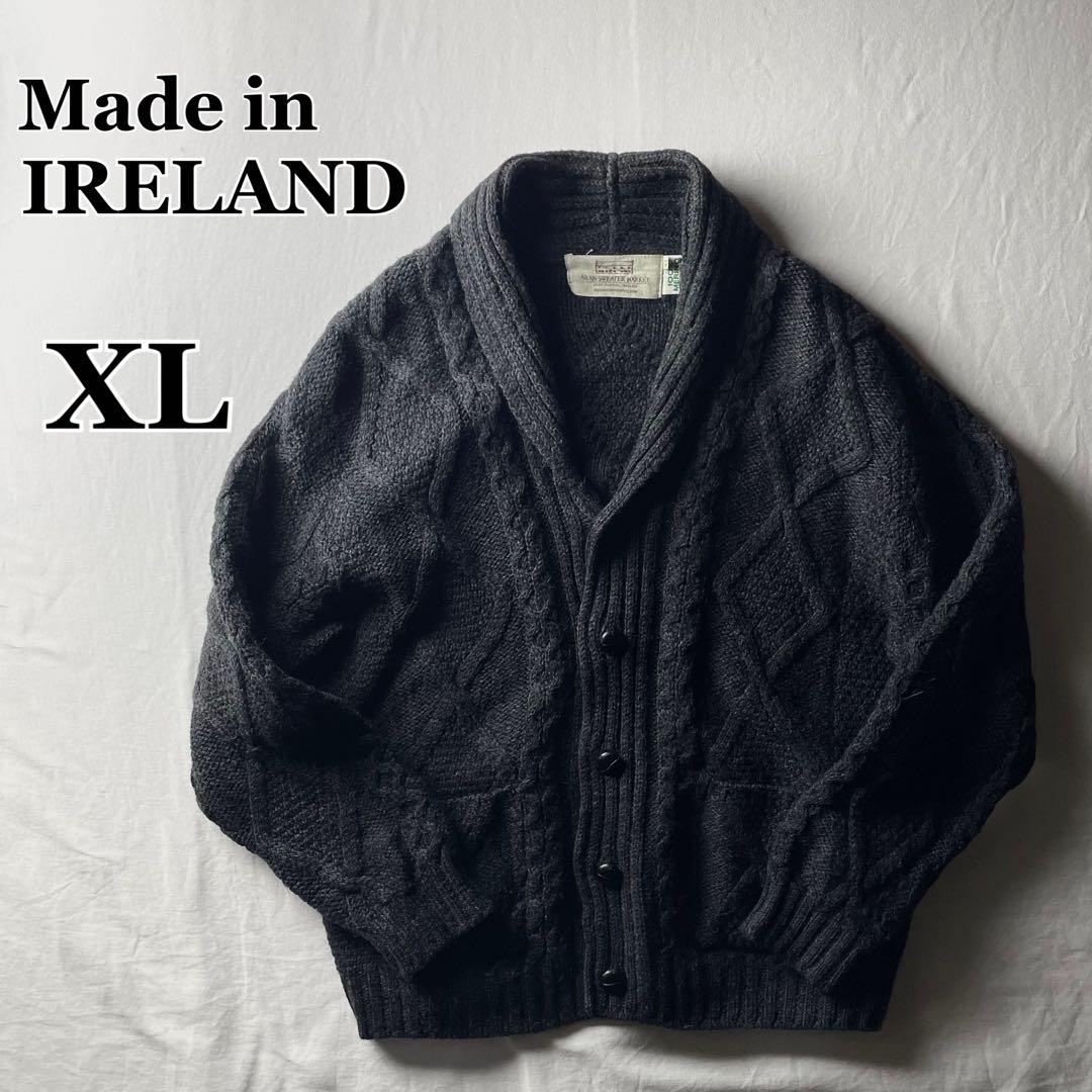 アイルランド製 アランニットカーディガンXLサイズ j80