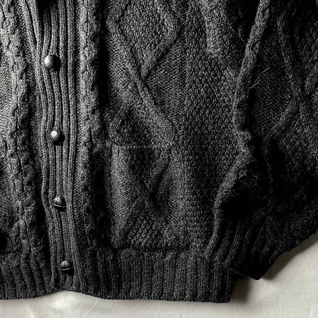 アイルランド製 アランニットカーディガンXLサイズ j80