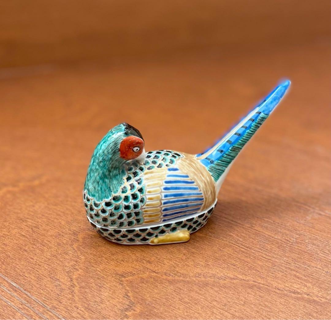 陶器製 九谷焼　雉の小物入れ❓