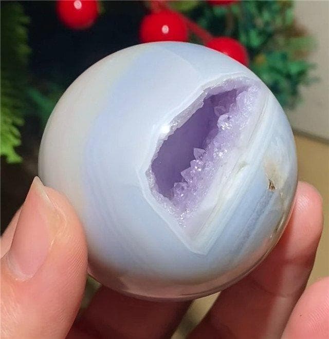 ★超綺麗☆天然メノウジオード丸玉B0124/HD/202C