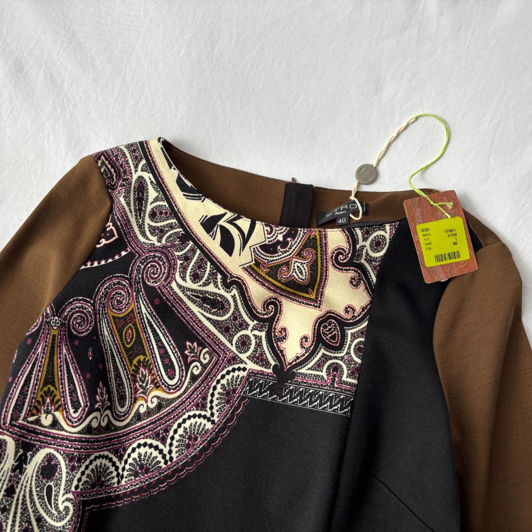 未使用 エトロ ペイズリー ウールブレンド ワンピース ブラウン 40