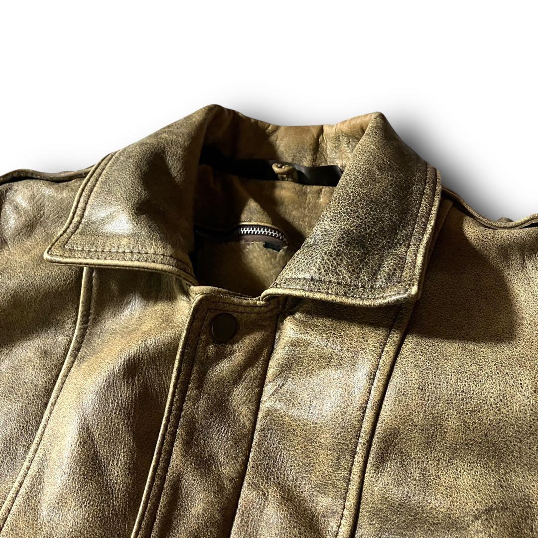 日本製vintage牛革カウレザージャケットA2フライト本革リアルレザー短丈 L
