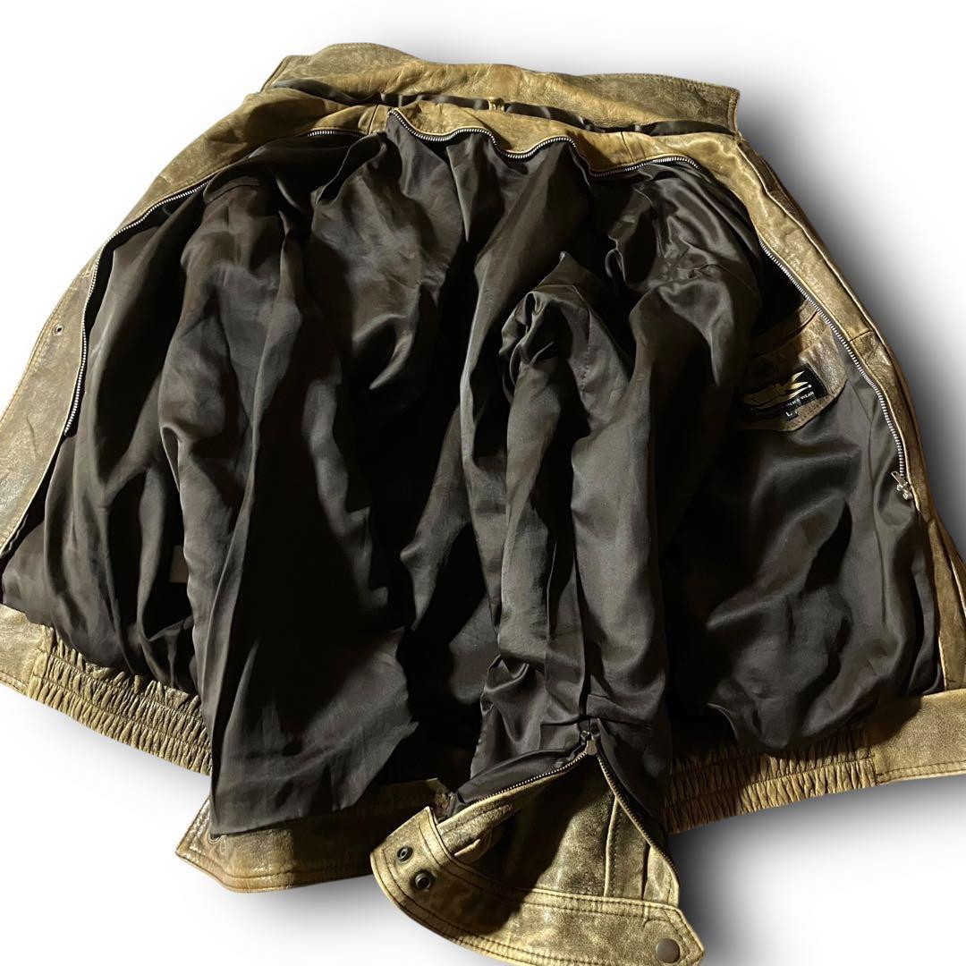 日本製vintage牛革カウレザージャケットA2フライト本革リアルレザー短丈 L