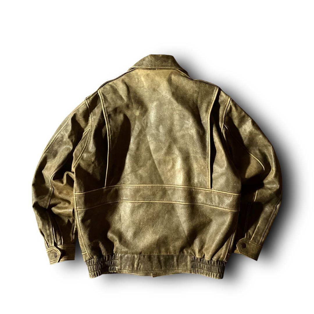 日本製vintage牛革カウレザージャケットA2フライト本革リアルレザー短丈 L
