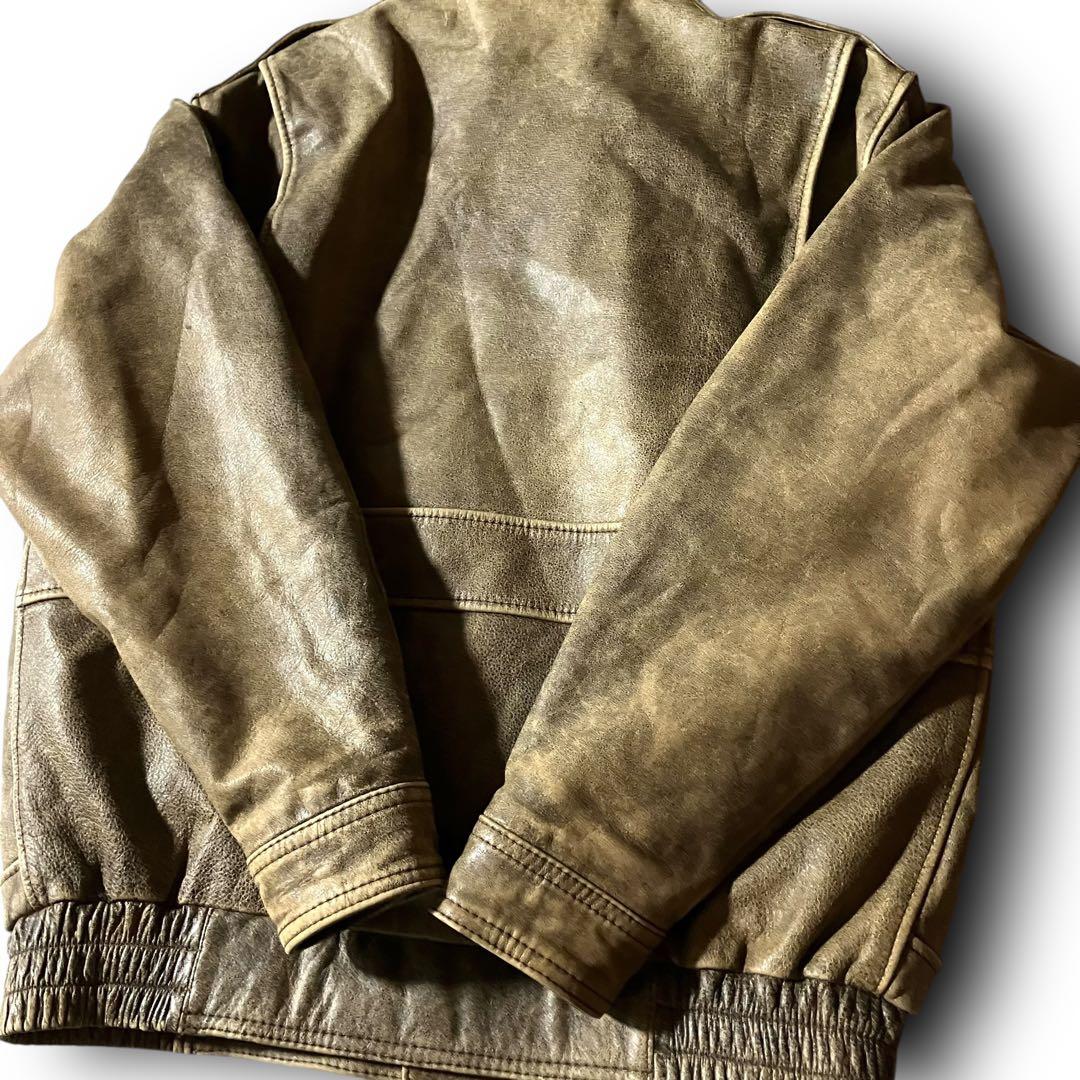 日本製vintage牛革カウレザージャケットA2フライト本革リアルレザー短丈 L