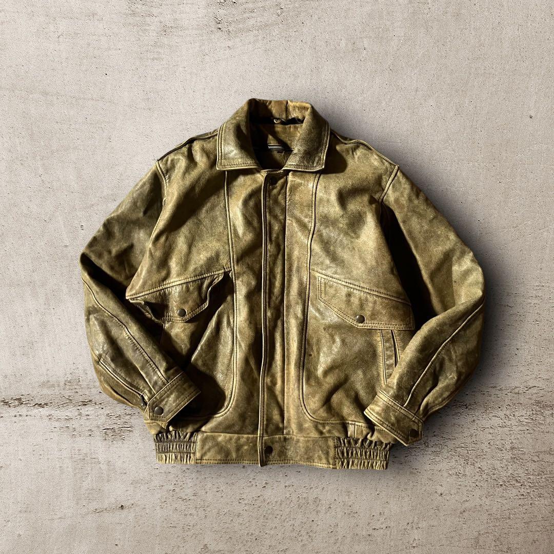 日本製vintage牛革カウレザージャケットA2フライト本革リアルレザー短丈 L