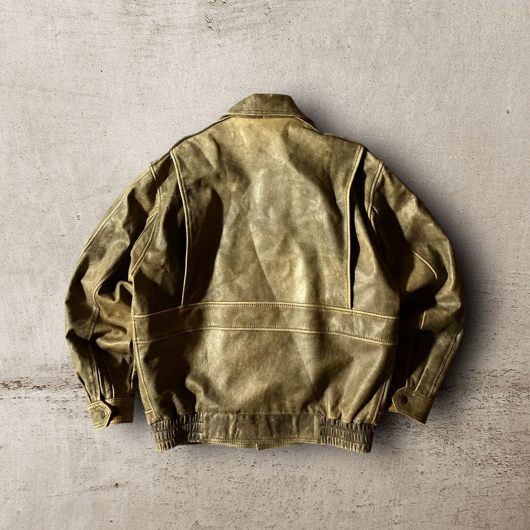 日本製vintage牛革カウレザージャケットA2フライト本革リアルレザー短丈 L