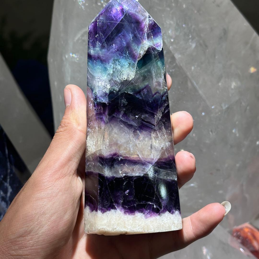 天然石 フェザーフローライトのポイント　置物G.138