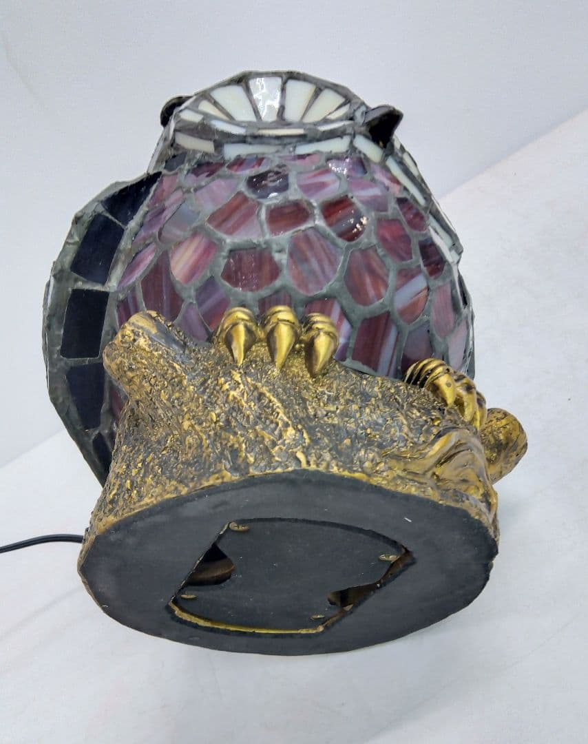 ステンドグラスフクロウ照明インテリア卓上ランプ