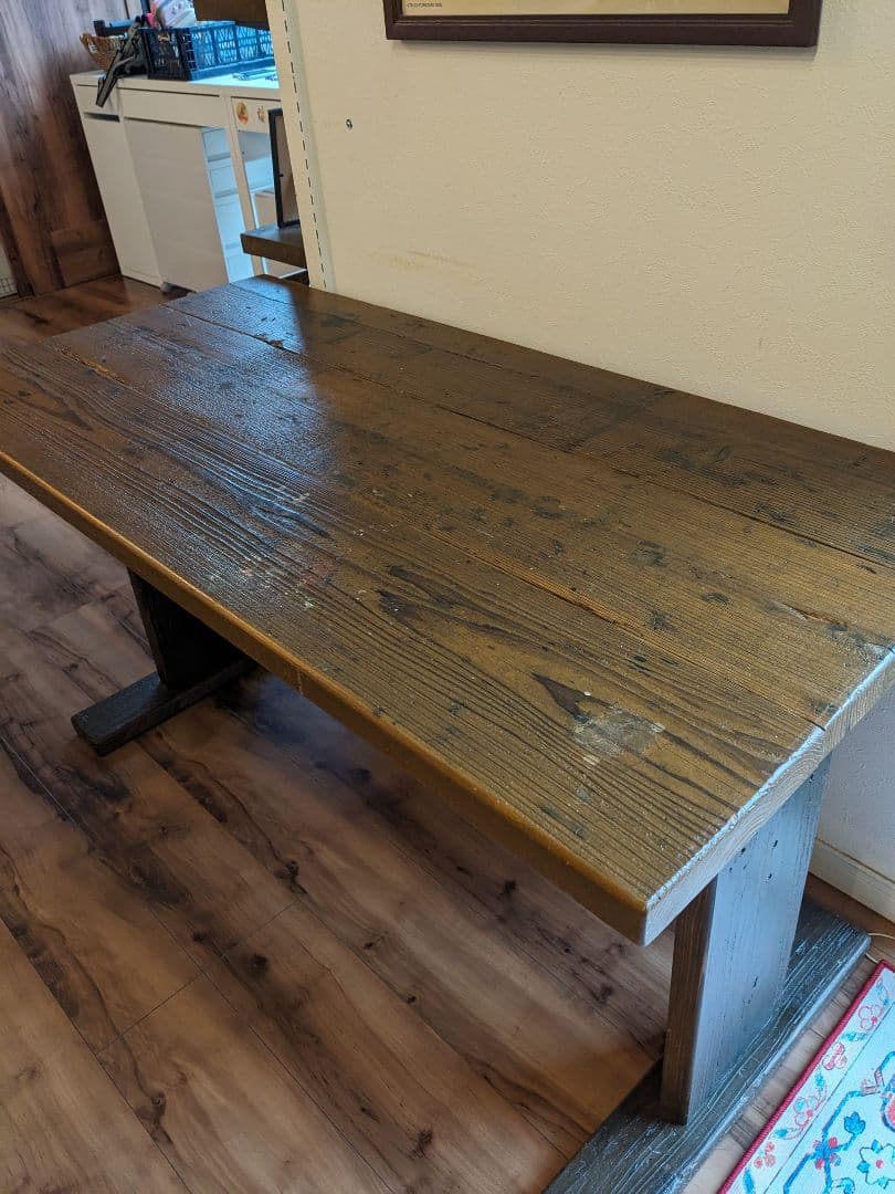 【最終値下げ】杉古材　ダイニングテーブル　ヴィンテージ風