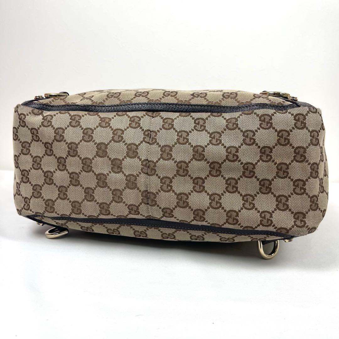 グッチ　トートバッグ　アビー　GGキャンバス　ロゴ総柄　プリント　レザー　極美品