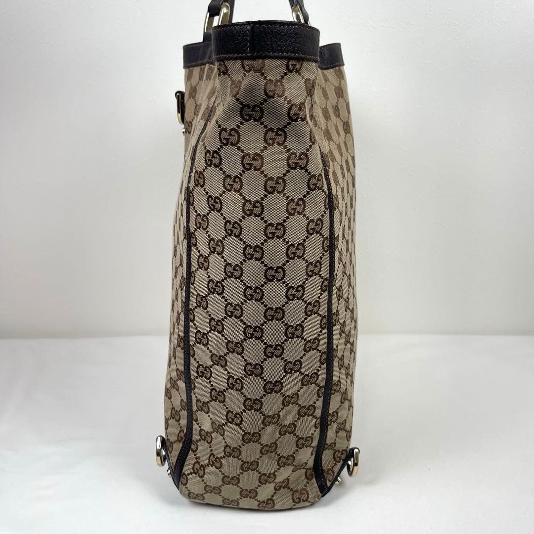 グッチ　トートバッグ　アビー　GGキャンバス　ロゴ総柄　プリント　レザー　極美品