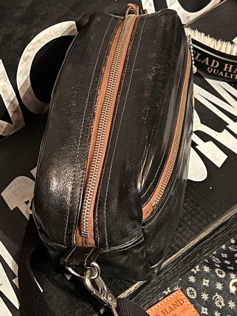 レインボーカントリー　ホースハイドレザーショルダーポーチ　ウエストバッグ