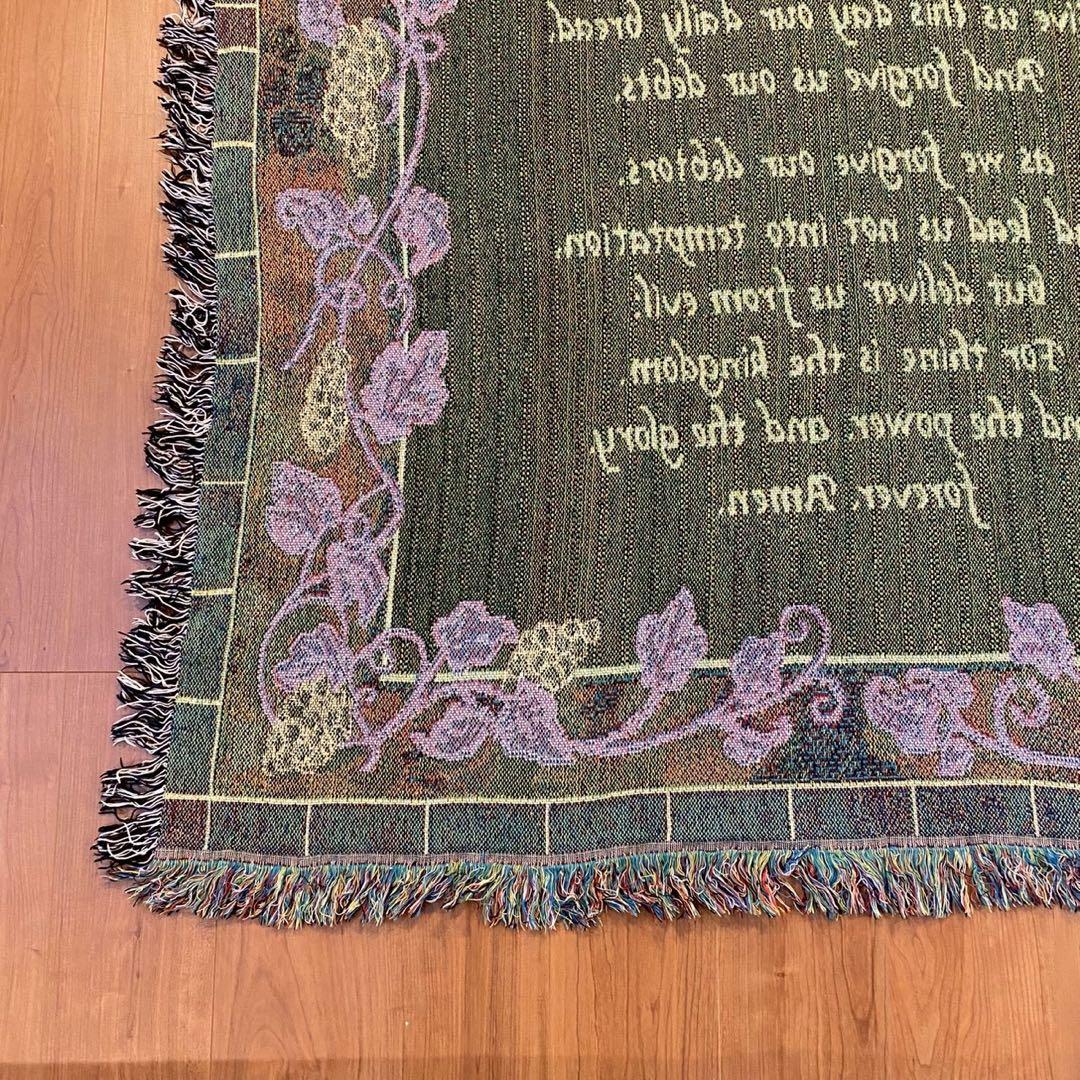 美品　ヴィンテージ ゴブラン織 聖書 主の祈り タペストリー ラグ USA 大判