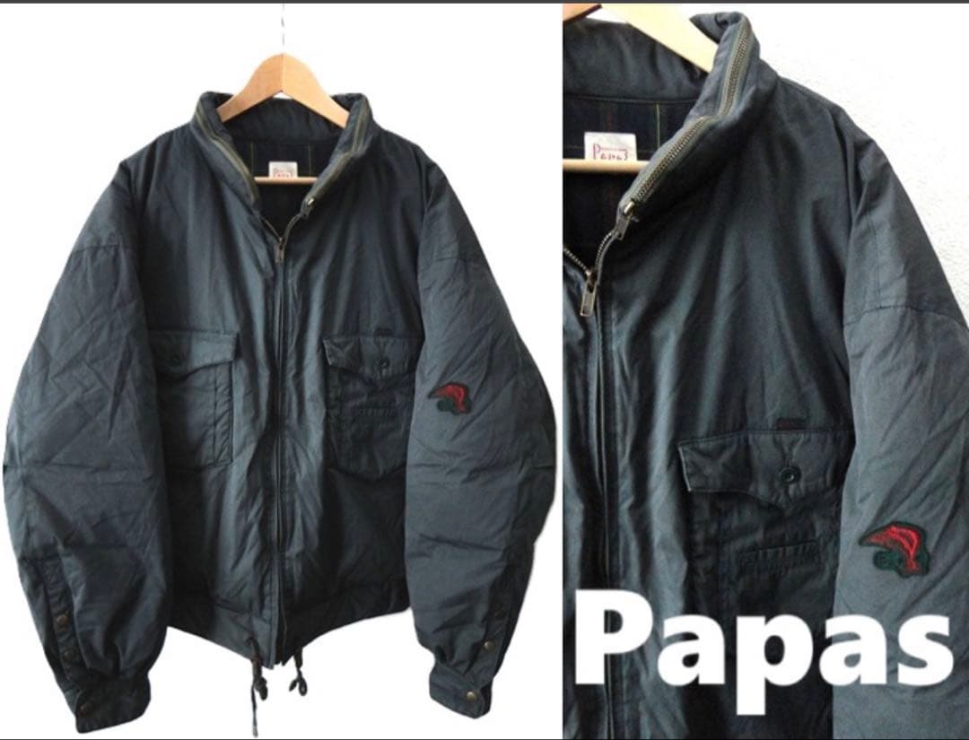 Papas フライトジャケット ダークグレー　ダウン　短丈　ラルフローレン