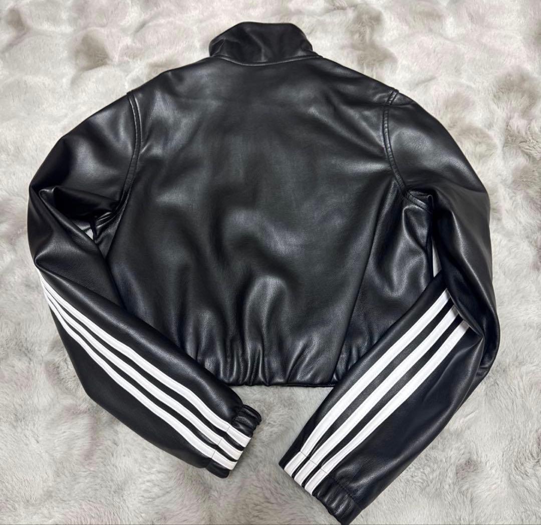 adidas フェイクレザージャケット S