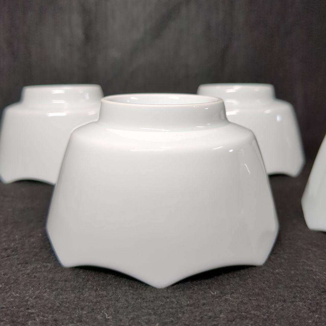 人間国宝　井上萬二作　井上萬二窯　青白磁波刻文　小鉢５個