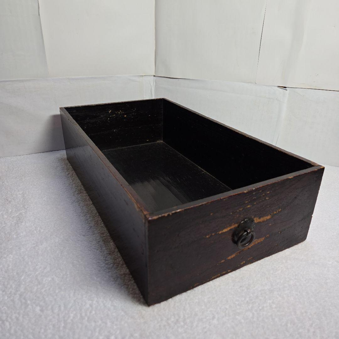 金唐革紙貼手持箪笥　鍵付　時代箪笥　古民具　銭函　銭箱　千両箱　船箪笥　金庫