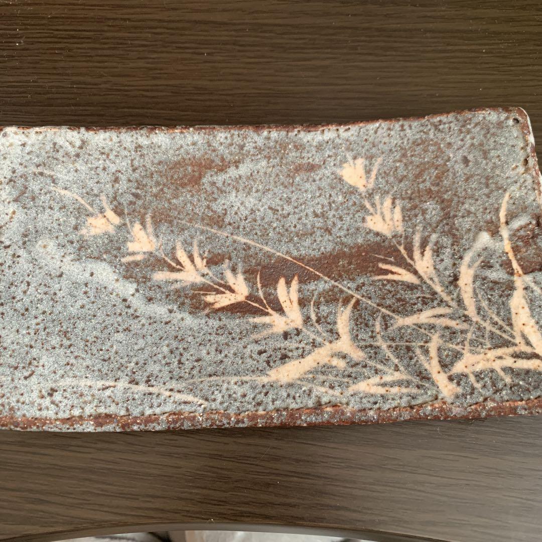 作家　滝川恵美子　志野焼　角皿　絵志野　美濃