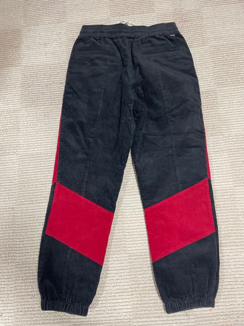 SAPLUR コーデュロイ ジョガーパンツ 黒赤