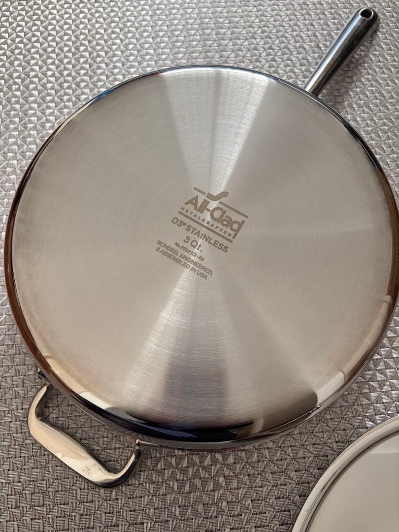 新品　All-Clad ステンレス　ソテーパン 蓋付3QT オールクラッド