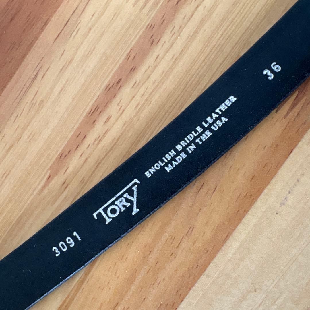 Tory レザー ブラック ベルト メタルバックル