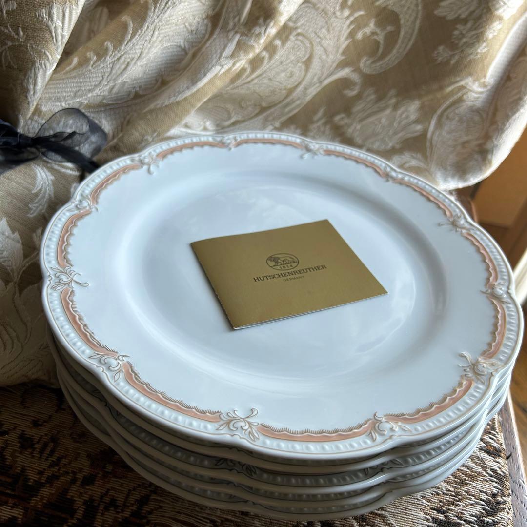 新品ドイツ製 HUTSCHENREUTHER ペールピーチ美しいディナー皿 5枚