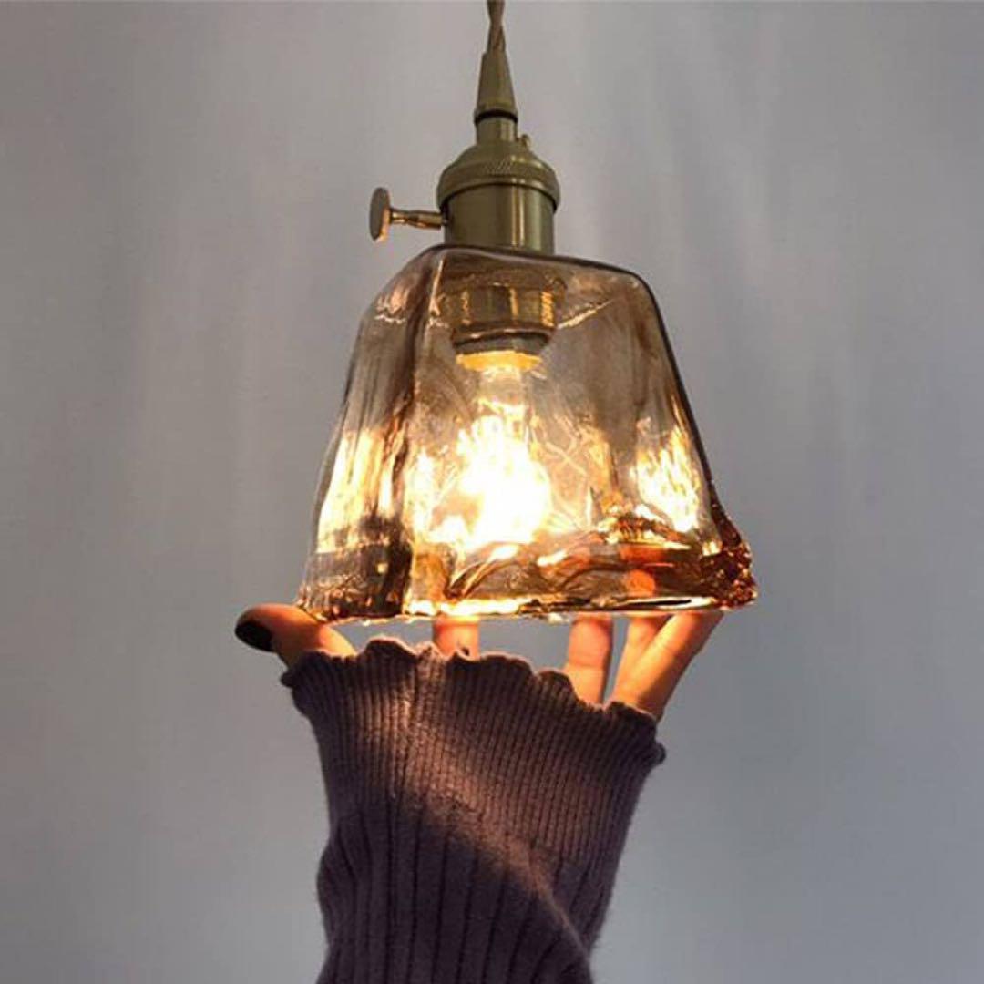 ペンダントライト　琥珀色　アンティーク　クリアガラス　LED