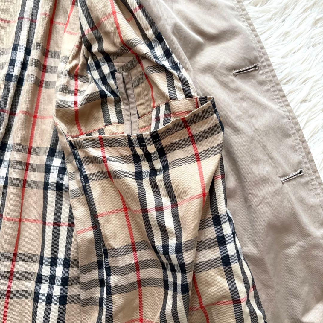 バーバリー　ステンカラーコート　ノバチェック　ベルト付　比翼ボタン