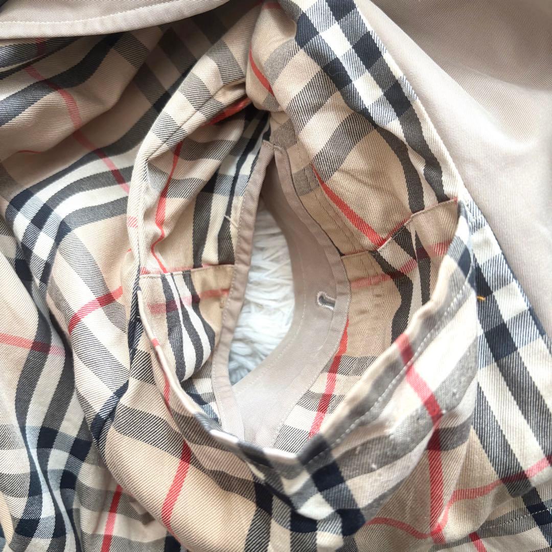 バーバリー　ステンカラーコート　ノバチェック　ベルト付　比翼ボタン