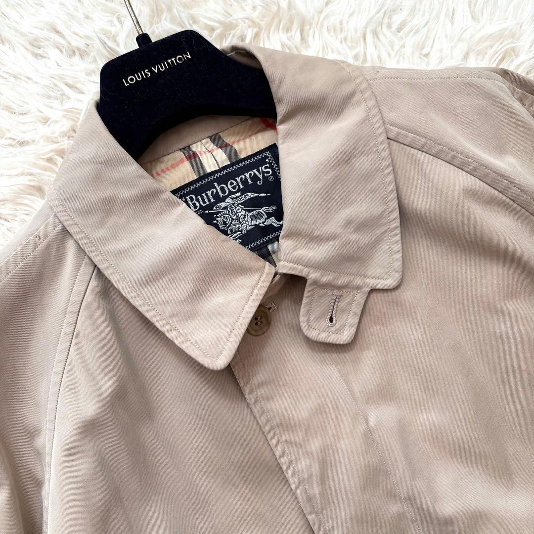 バーバリー　ステンカラーコート　ノバチェック　ベルト付　比翼ボタン