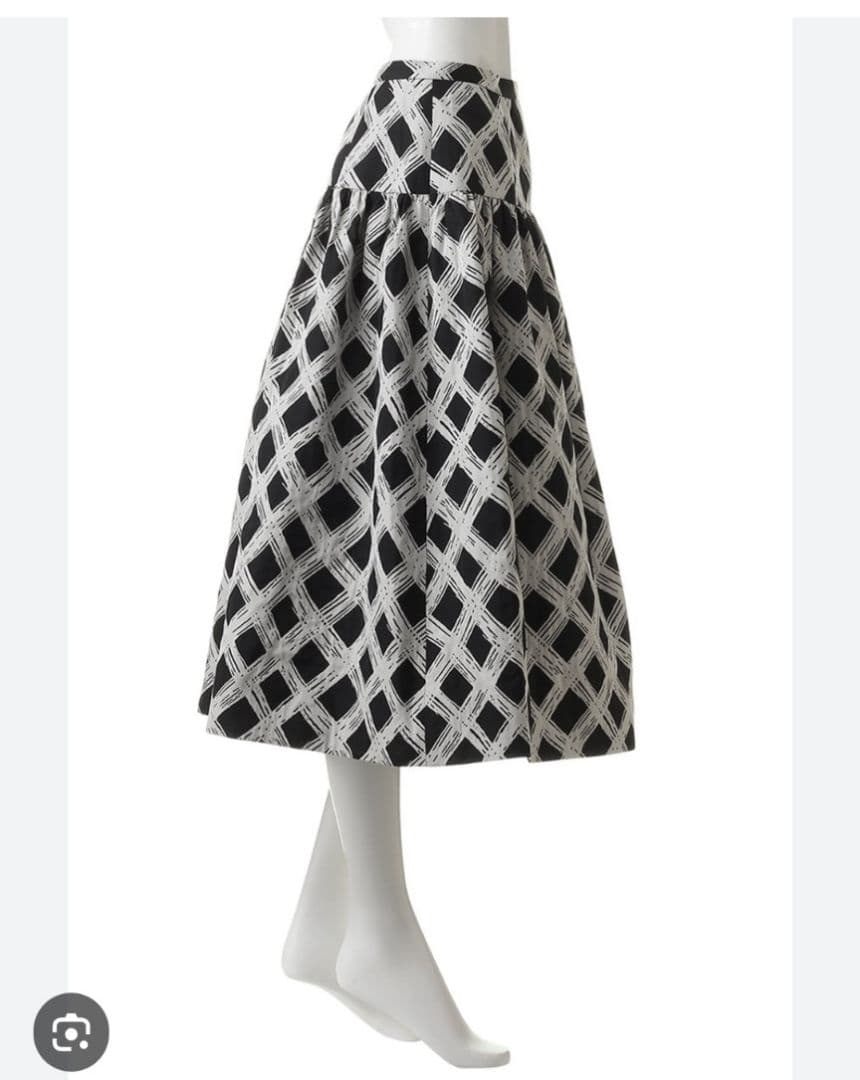 美品アナイ　チェックジャガードローギャザースカート36