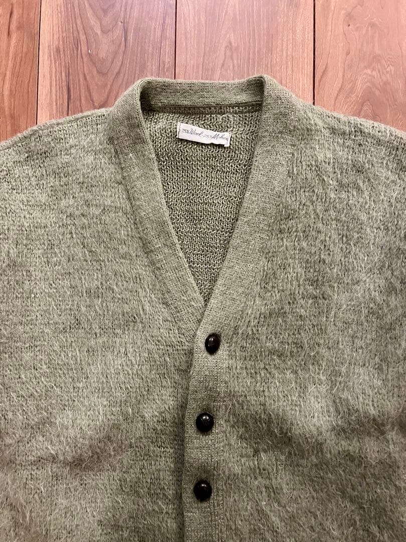 【60〜70s】ヴィンテージ モヘア混ウールカーディガン オリーブカラー