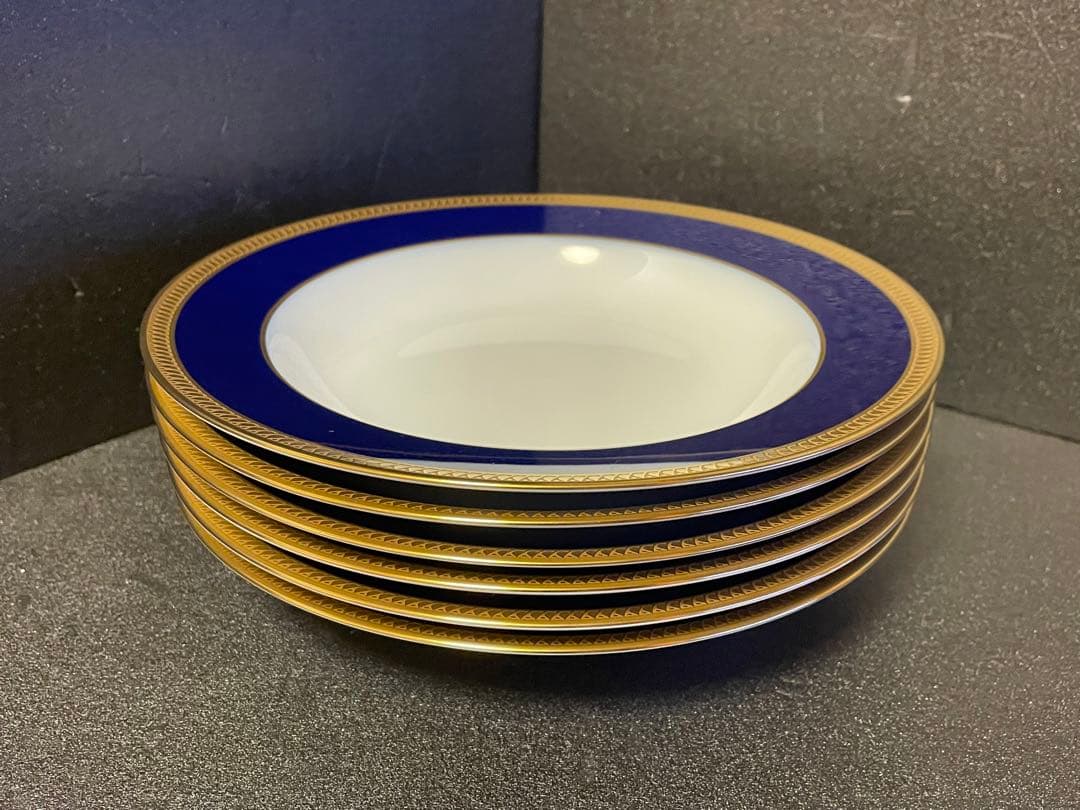 大人気22.5cm OKURA 6枚セット ロイヤルブルークラウン 瑠璃片葉金蝕