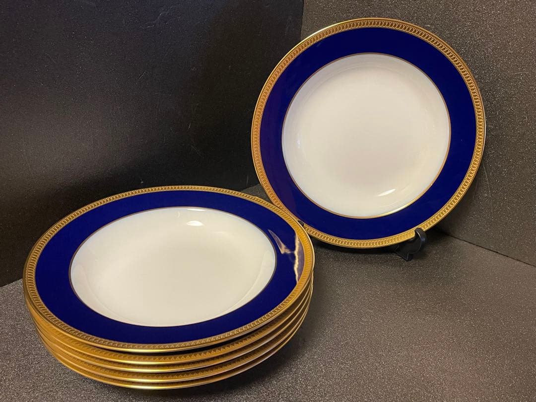 大人気22.5cm OKURA 6枚セット ロイヤルブルークラウン 瑠璃片葉金蝕