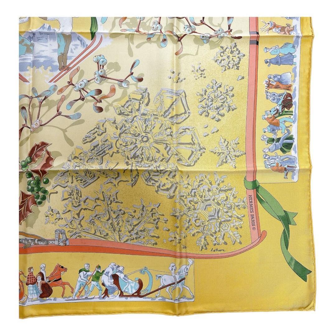 エルメス カレ90 スカーフ 去年の雪 Neige d'Antan イエロー