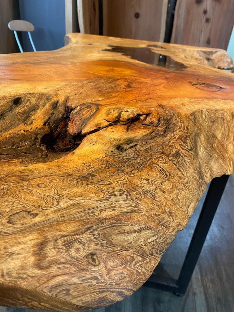 [レジンテーブル]欅（ケヤキ）　一枚板　ダイニングテーブル