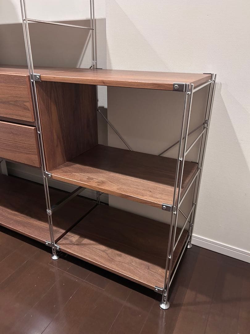 無印良品　ウォールナット スチールラック 2段引き出し付き