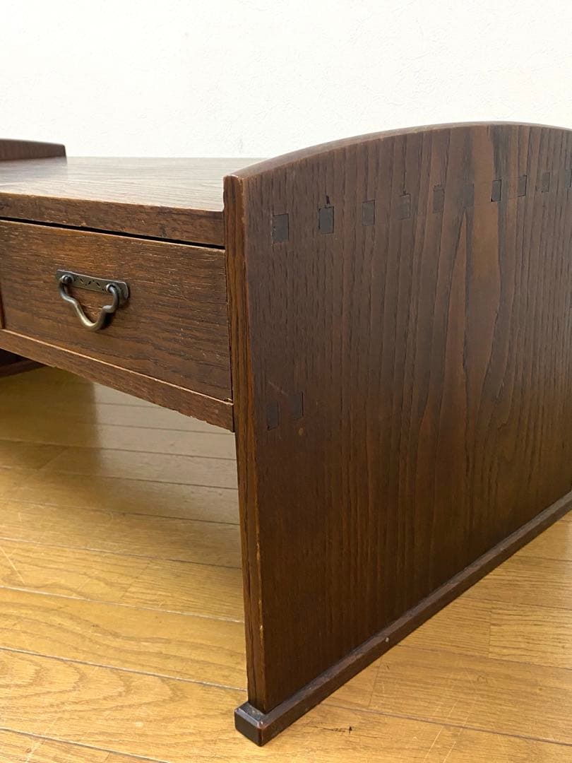 アンティーク レトロ 文机 机 飾り棚 インテリア 古民具 欅 けやき 無垢