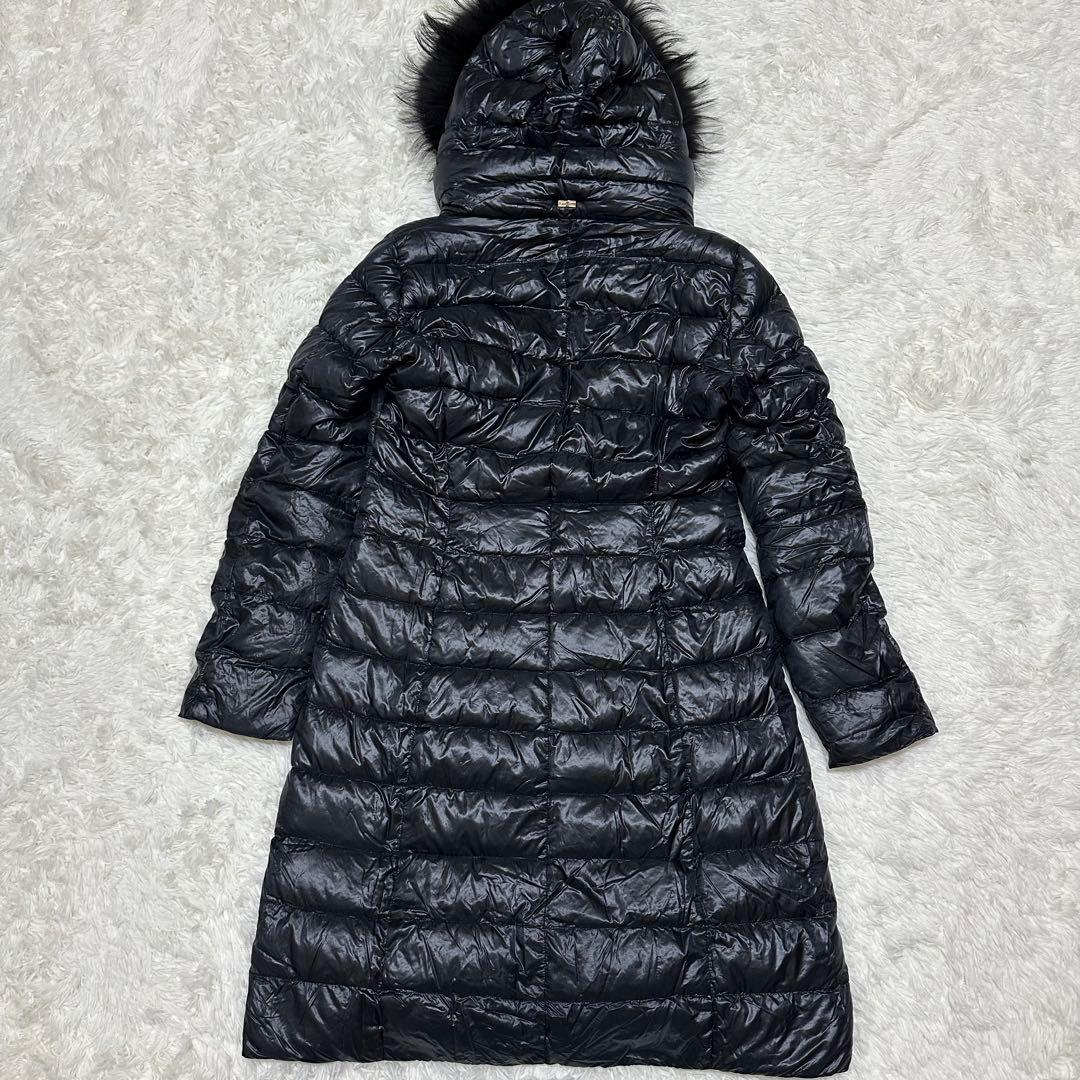 HERNO ダウンコート　ヘルノ　ブラック　タヌキファー　Aライン　ロング丈