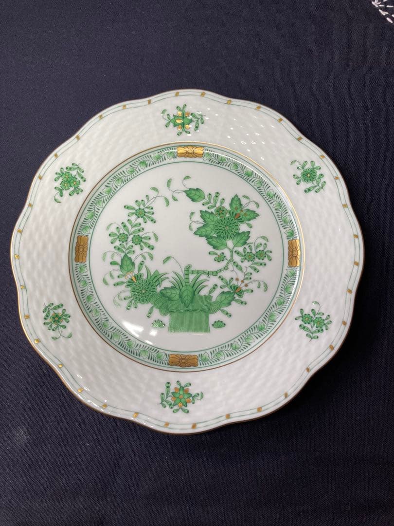 ヘレンド　インドの華　グリーン　プレート　19cm2枚