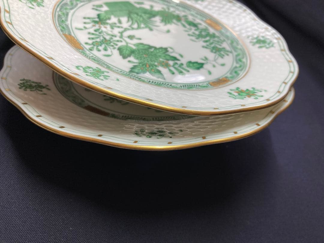 ヘレンド　インドの華　グリーン　プレート　19cm2枚