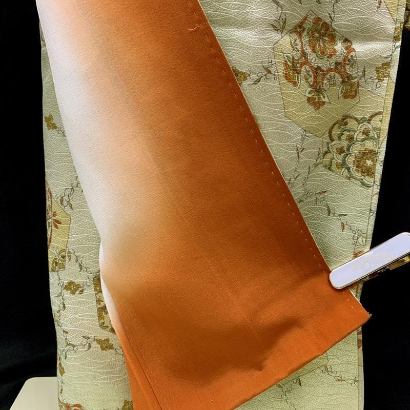 512ag61□七五三 七歳 女児 着物&袋帯&長襦袢 金彩 亀甲 メロン色□