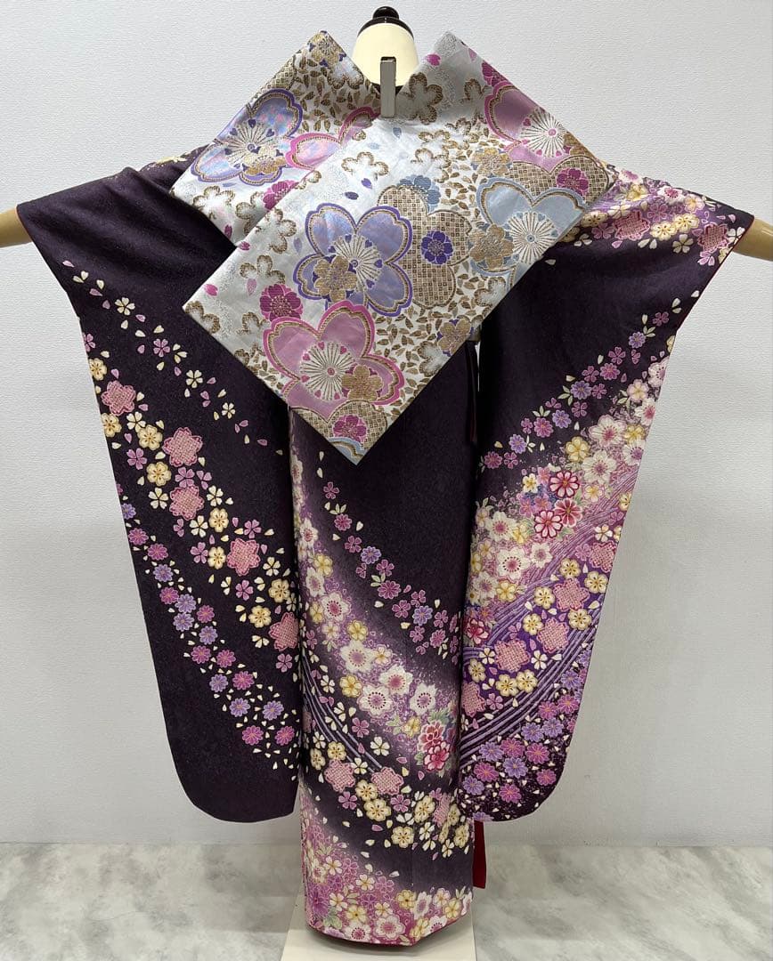 振り袖　フルセット　別誂長襦袢　薄紫　成人式　長尺袋帯　金彩加工　銀通し　743