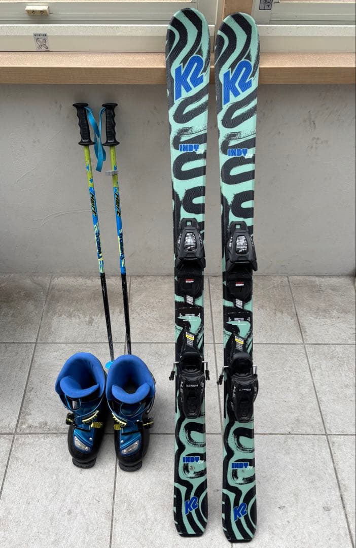 K2 INDY スキー板 124cm ビンディング付、ブーツ、ポール　3点セット