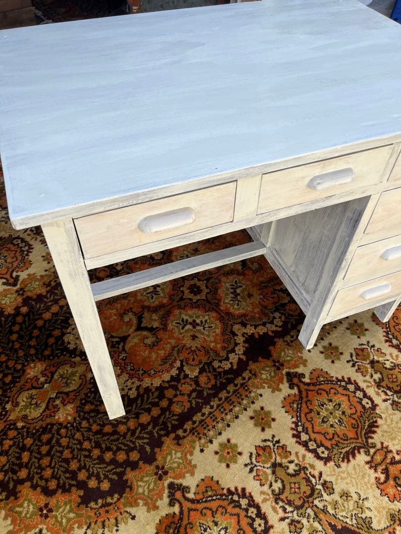 勉強机 学習机 デスク 事務机 昭和レトロ 当時物 インテリア 古道具 白