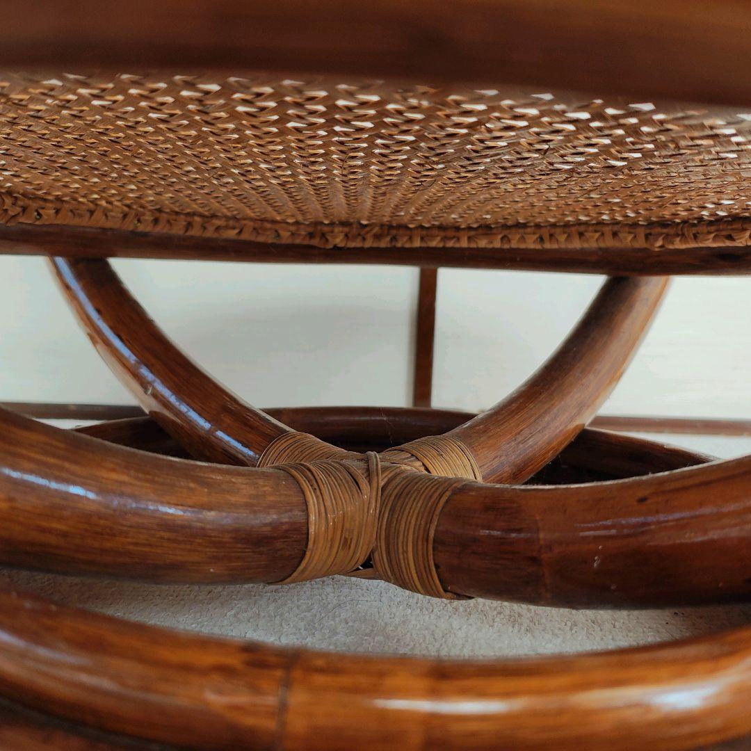 籐 ラタン ガラス天板 センターテーブル ヴィンテージ 籐 昭和レトロ