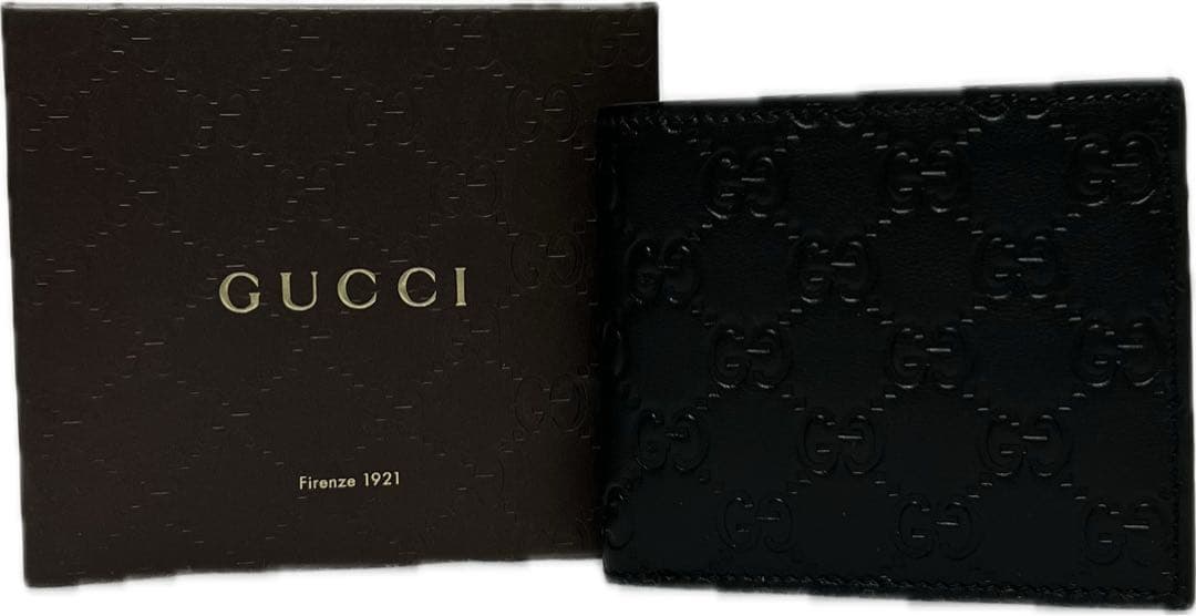 GUCCI グッチ 二つ折り財布 小銭入れ付 ブラック