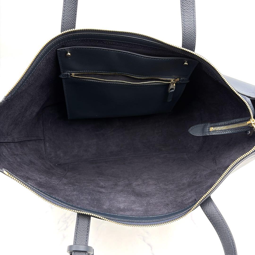 極美品 スマイソン レザー トートバッグ A4 ダークネイビー 肩掛け 仕事